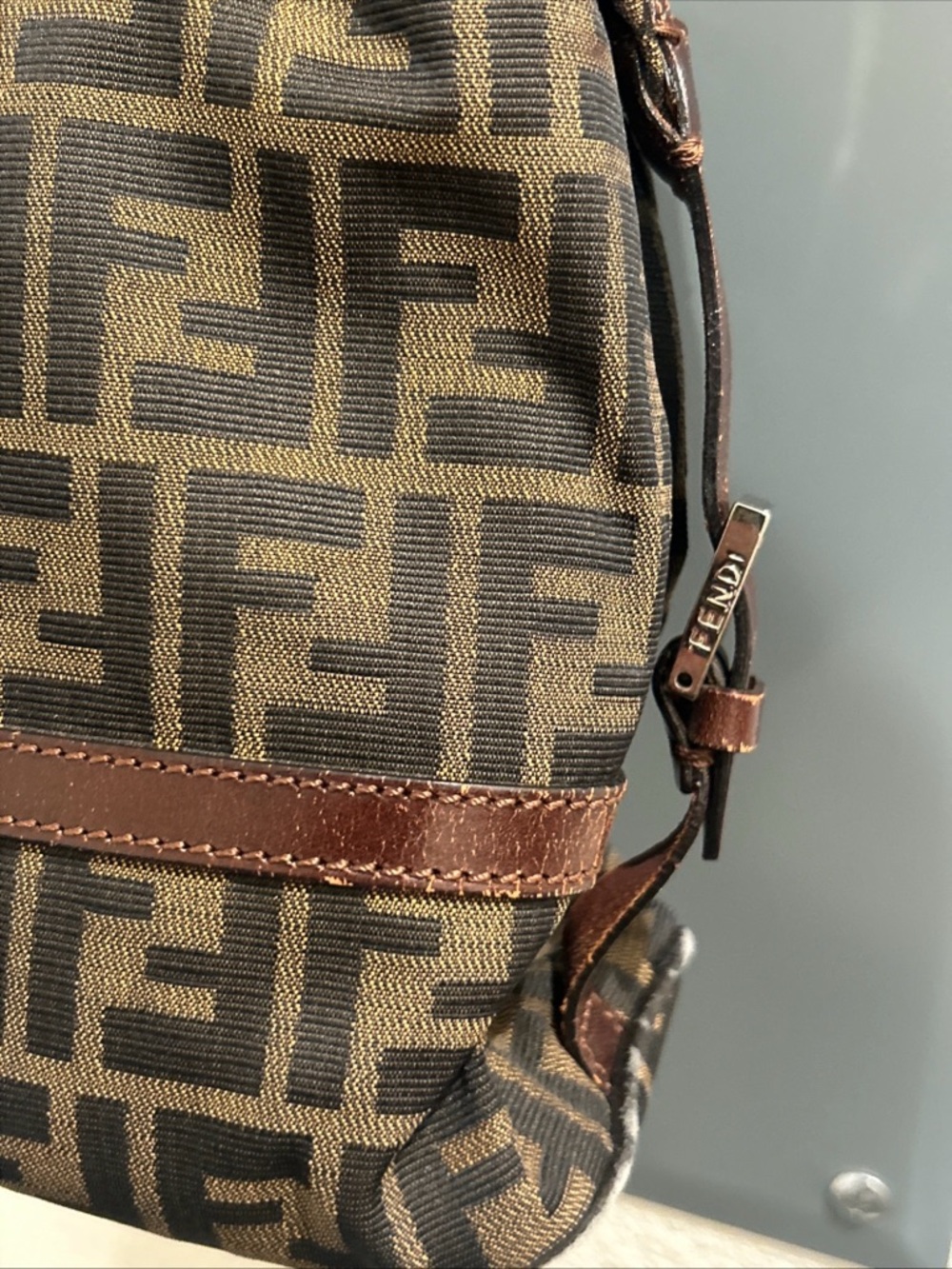 Fendi Zucca FF  Shoulder Bag Vintage  Brown Black canvas Tote 💯 authentic - Picture 9 of 13